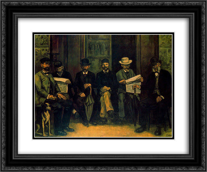 The Meeting at the Pharmacy 24x20 Black Ornate Wood Framed Art Print Poster with Double Matting by Solana, Jose Gutierrez