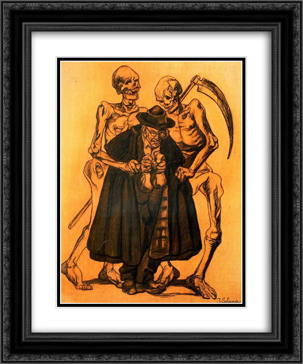 Uncle Miseries 20x24 Black Ornate Wood Framed Art Print Poster with Double Matting by Solana, Jose Gutierrez