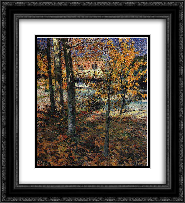 Autumn 20x22 Black Ornate Wood Framed Art Print Poster with Double Matting by Malhoa, Jose