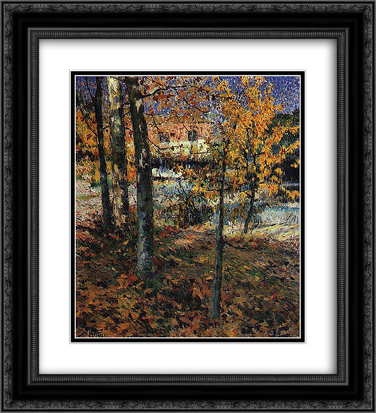 Autumn 20x22 Black Ornate Wood Framed Art Print Poster with Double Matting by Malhoa, Jose