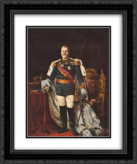 Portrait of Carlos I of Portugal 20x24 Black Ornate Wood Framed Art Print Poster with Double Matting by Malhoa, Jose