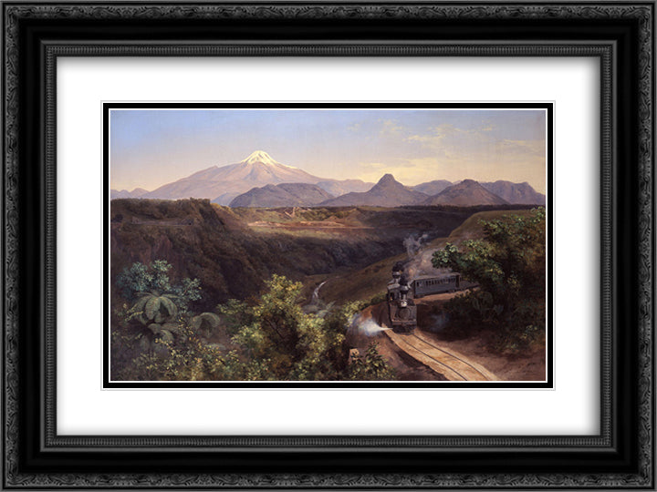 Barranca de Metlac 24x18 Black Ornate Wood Framed Art Print Poster with Double Matting by Velasco Gomez, Jose Maria