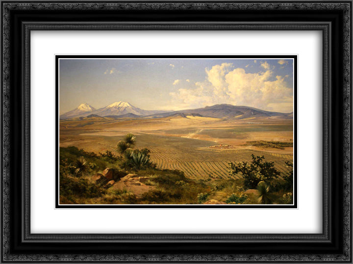 El valle de Mexico 24x18 Black Ornate Wood Framed Art Print Poster with Double Matting by Velasco Gomez, Jose Maria