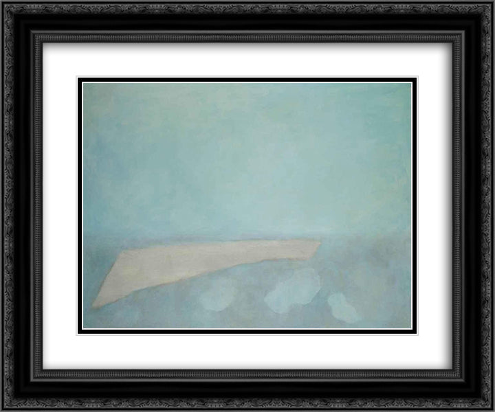 Paysage bleu gris horizontal 24x20 Black Ornate Wood Framed Art Print Poster with Double Matting by Sima, Josef