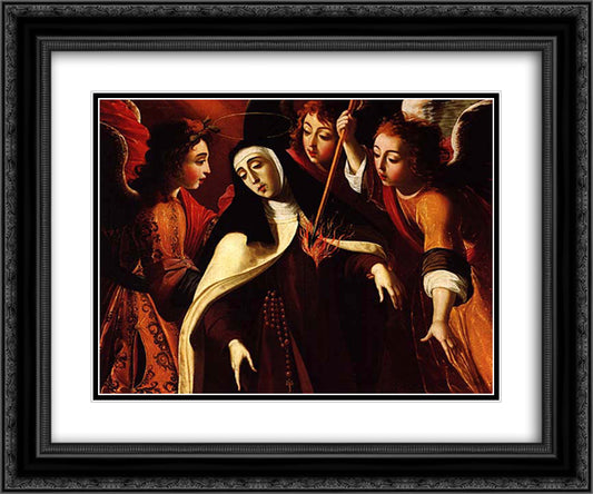 TransverberacÆ’o de Santa Teresa 24x20 Black Ornate Wood Framed Art Print Poster with Double Matting by Obidos, Josefa de