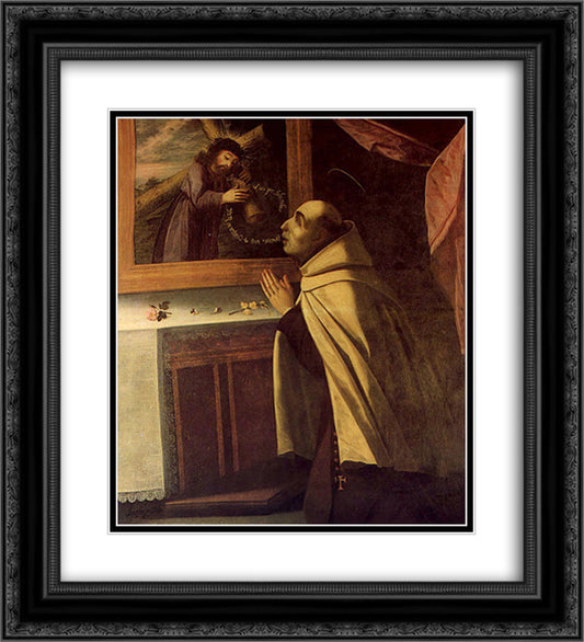 VisÆ’o de SÆ’o JoÆ’o da Cruz 20x22 Black Ornate Wood Framed Art Print Poster with Double Matting by Obidos, Josefa de