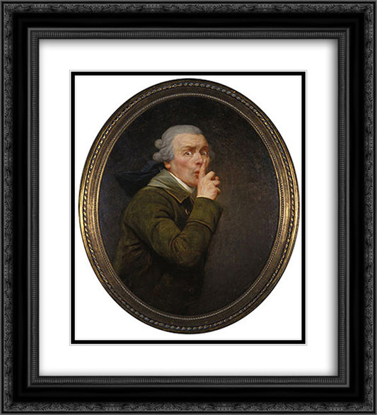Le Discret 20x22 Black Ornate Wood Framed Art Print Poster with Double Matting by Ducreux, Joseph