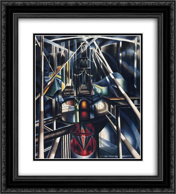 Brooklyn Bridge 20x22 Black Ornate Wood Framed Art Print Poster with Double Matting by Stella, Joseph
