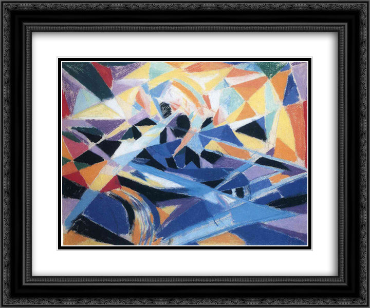 Futurist Composition 24x20 Black Ornate Wood Framed Art Print Poster with Double Matting by Stella, Joseph