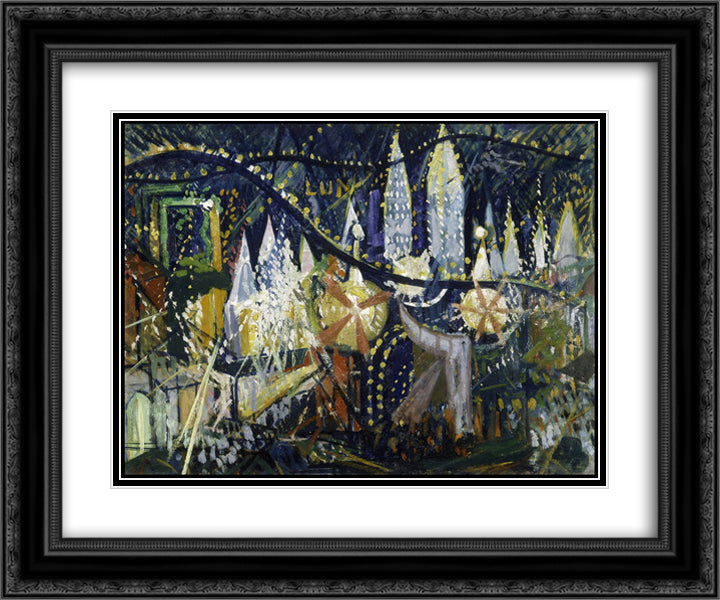 Luna Park 24x20 Black Ornate Wood Framed Art Print Poster with Double Matting by Stella, Joseph