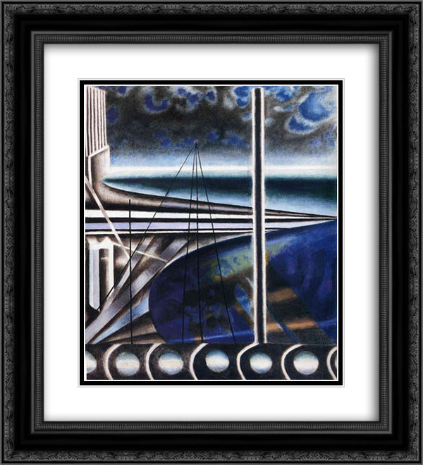 Metropolitan Port 20x22 Black Ornate Wood Framed Art Print Poster with Double Matting by Stella, Joseph