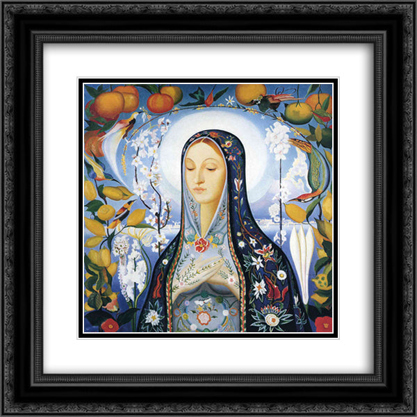 The Virgin 20x20 Black Ornate Wood Framed Art Print Poster with Double Matting by Stella, Joseph