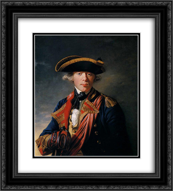 Cornet Sir George Cooke 20x22 Black Ornate Wood Framed Art Print Poster with Double Matting by Wright, Joseph