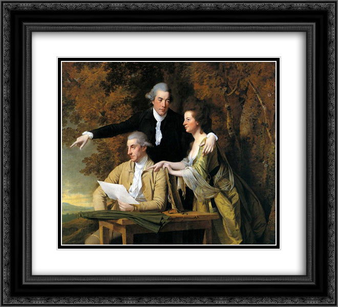 D'Ewes Coke, His Wife Hannah and Daniel Parker Coke 22x20 Black Ornate Wood Framed Art Print Poster with Double Matting by Wright, Joseph