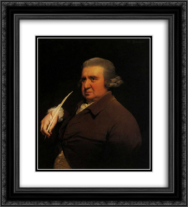 Erasmus Darwin 20x22 Black Ornate Wood Framed Art Print Poster with Double Matting by Wright, Joseph
