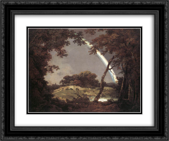 Landscape with a Rainbow 24x20 Black Ornate Wood Framed Art Print Poster with Double Matting by Wright, Joseph