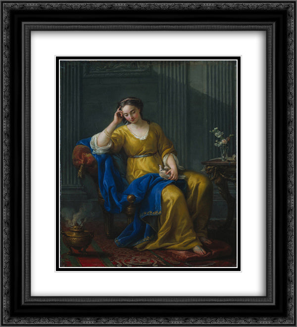 Sweet Melancholy 20x22 Black Ornate Wood Framed Art Print Poster with Double Matting by Vien, Joseph Marie