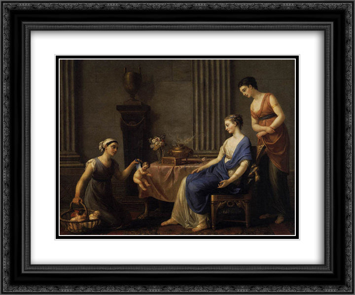 The Seller of Cupids 24x20 Black Ornate Wood Framed Art Print Poster with Double Matting by Vien, Joseph Marie