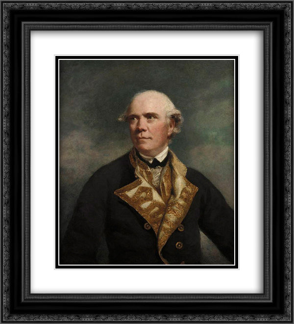 Admiral the Honourable Samue Barrington 20x22 Black Ornate Wood Framed Art Print Poster with Double Matting by Reynolds, Joshua