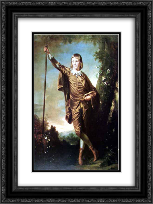 Brown Boy 18x24 Black Ornate Wood Framed Art Print Poster with Double Matting by Reynolds, Joshua