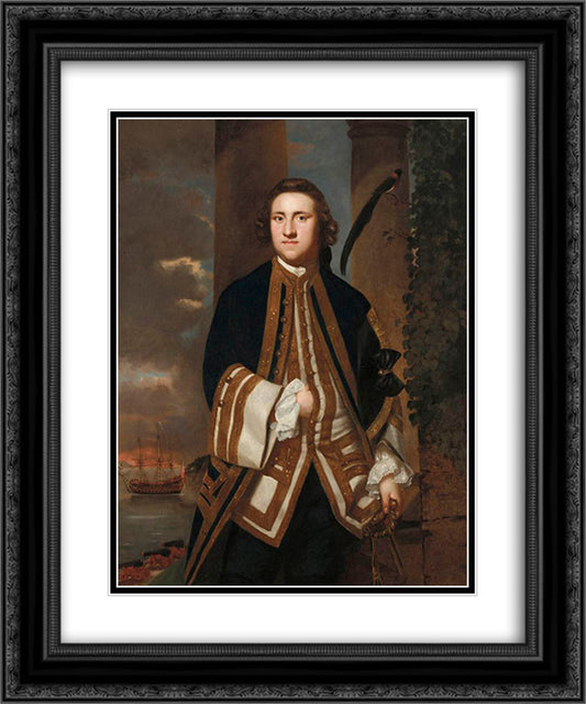 Captain the Honourable George Edgcumbe 20x24 Black Ornate Wood Framed Art Print Poster with Double Matting by Reynolds, Joshua