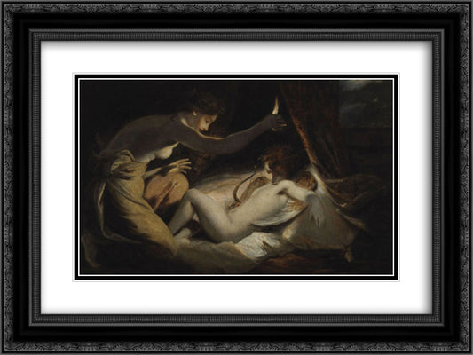 Cupid and Psyche 24x18 Black Ornate Wood Framed Art Print Poster with Double Matting by Reynolds, Joshua