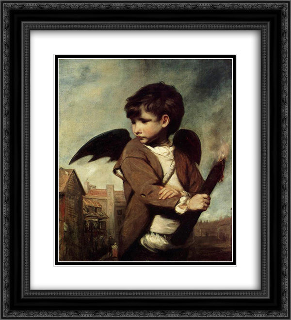 Cupid as a Link Boy 20x22 Black Ornate Wood Framed Art Print Poster with Double Matting by Reynolds, Joshua