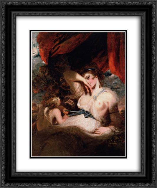 Cupid Unfastening the Girdle of Venus 20x24 Black Ornate Wood Framed Art Print Poster with Double Matting by Reynolds, Joshua