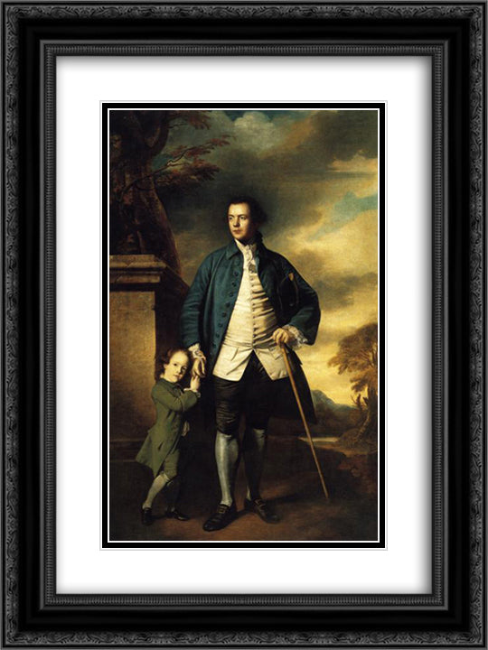 Edward Morant and His Son John 18x24 Black Ornate Wood Framed Art Print Poster with Double Matting by Reynolds, Joshua