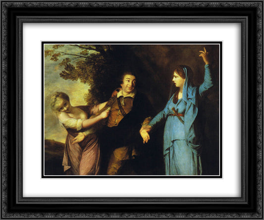 Garrick Between Tragedy and Comedy 24x20 Black Ornate Wood Framed Art Print Poster with Double Matting by Reynolds, Joshua