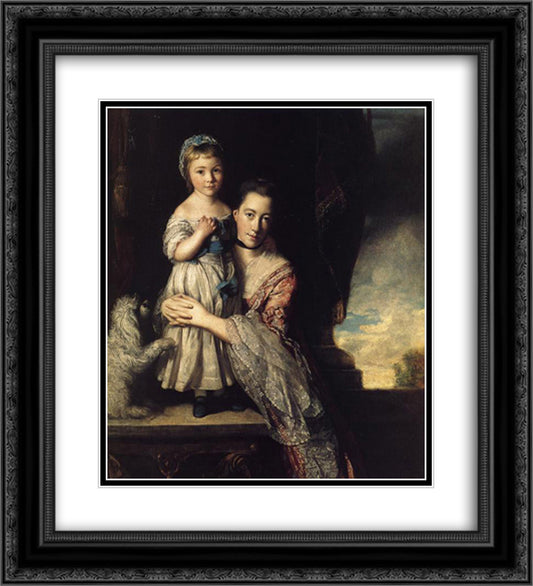 Georgiana, Countess Spencer, and Her Daughter 20x22 Black Ornate Wood Framed Art Print Poster with Double Matting by Reynolds, Joshua