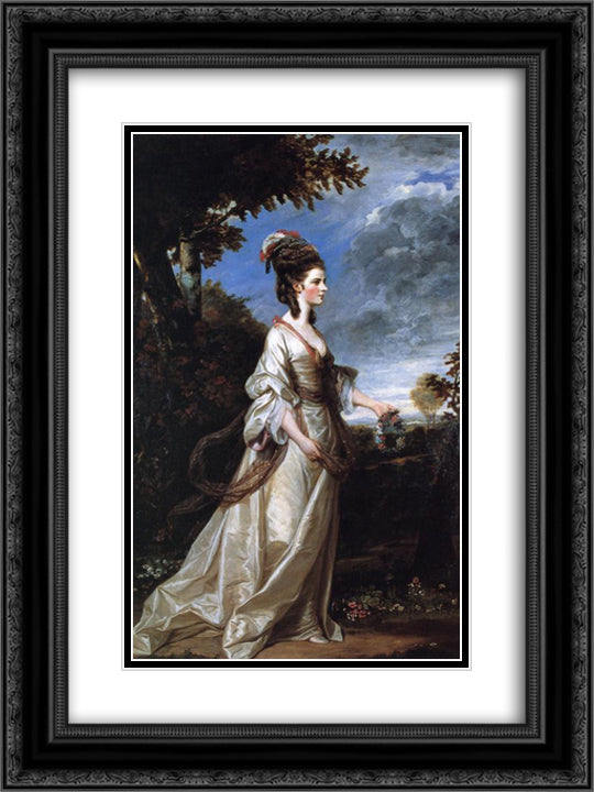 Jane, Countess of Harrington 18x24 Black Ornate Wood Framed Art Print Poster with Double Matting by Reynolds, Joshua