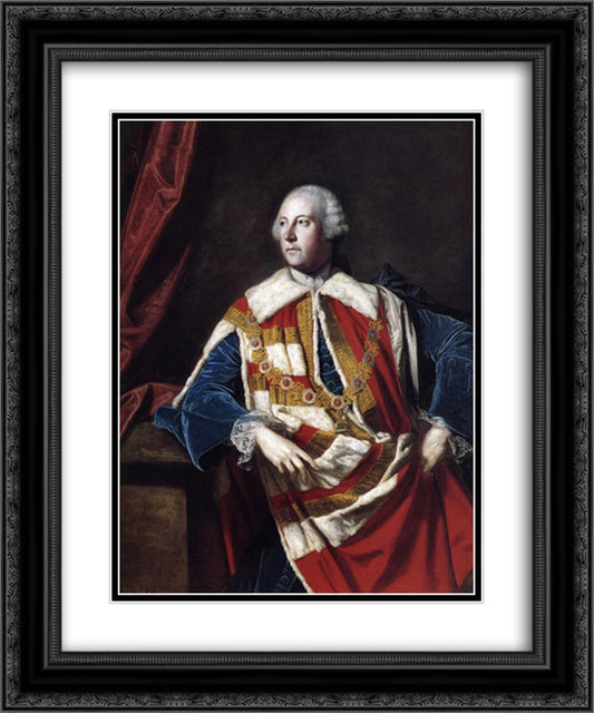 John Russel, 4th Duke of Bedford 20x24 Black Ornate Wood Framed Art Print Poster with Double Matting by Reynolds, Joshua