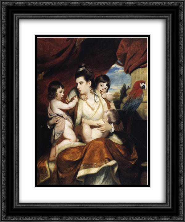 Lady Cockburn and her Three Eldest Sons 20x24 Black Ornate Wood Framed Art Print Poster with Double Matting by Reynolds, Joshua