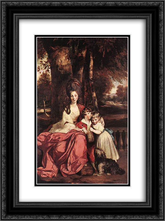 Lady Delm and her Children 18x24 Black Ornate Wood Framed Art Print Poster with Double Matting by Reynolds, Joshua