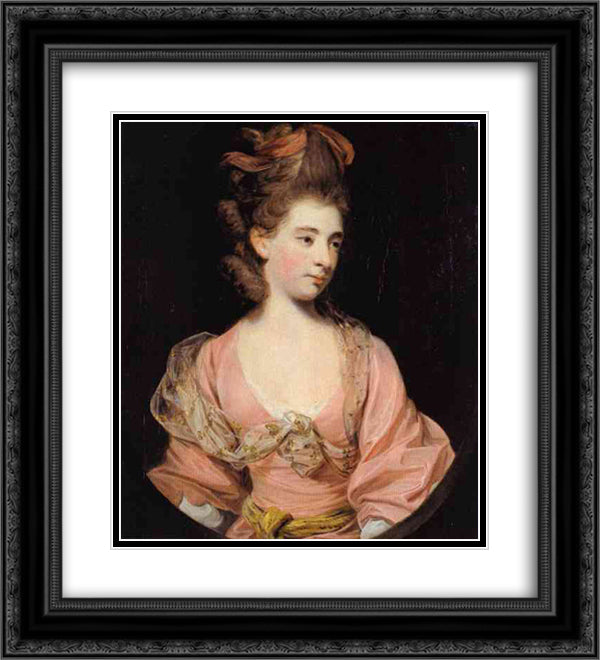 Lady in Pink, Said to be Mrs. Elizabeth Sheridan 20x22 Black Ornate Wood Framed Art Print Poster with Double Matting by Reynolds, Joshua