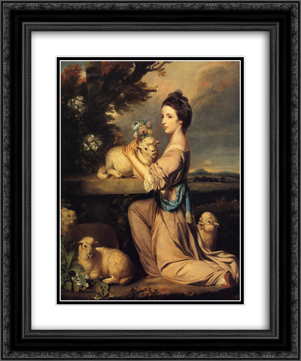 Lady Mary Leslie 20x24 Black Ornate Wood Framed Art Print Poster with Double Matting by Reynolds, Joshua