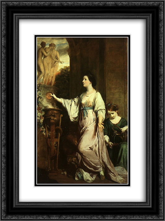 Lady Sarah Bunbury Sacrificing to the Graces 18x24 Black Ornate Wood Framed Art Print Poster with Double Matting by Reynolds, Joshua