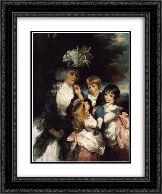 Lady Smith and Children 20x24 Black Ornate Wood Framed Art Print Poster with Double Matting by Reynolds, Joshua