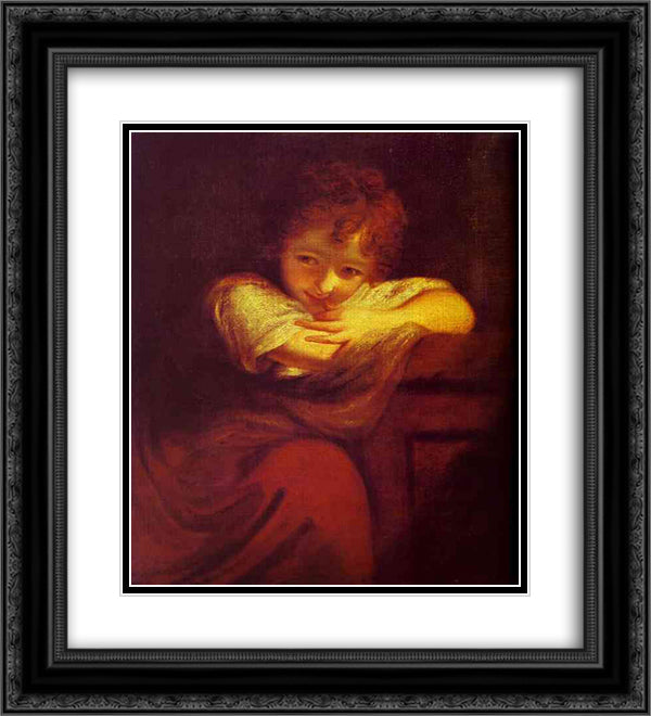 Little Rogue (Robinetta) 20x22 Black Ornate Wood Framed Art Print Poster with Double Matting by Reynolds, Joshua