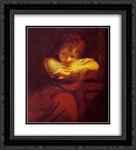 Little Rogue (Robinetta) 20x22 Black Ornate Wood Framed Art Print Poster with Double Matting by Reynolds, Joshua