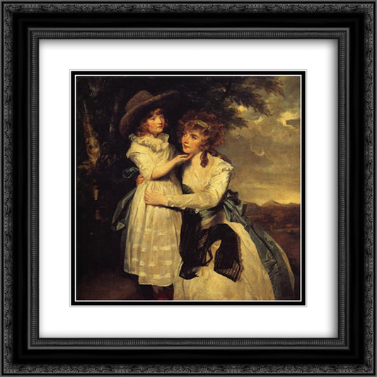 Miss Cocks and Her Niece 20x20 Black Ornate Wood Framed Art Print Poster with Double Matting by Reynolds, Joshua