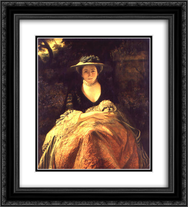 Miss Nelly O'Brien 20x22 Black Ornate Wood Framed Art Print Poster with Double Matting by Reynolds, Joshua