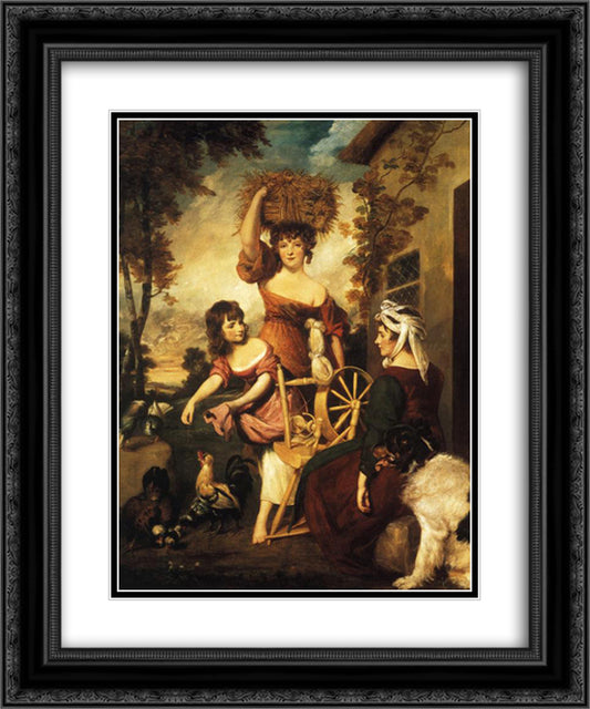 Mrs. and Miss Macklin, with Miss Potts 20x24 Black Ornate Wood Framed Art Print Poster with Double Matting by Reynolds, Joshua