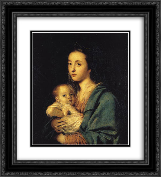 Mrs. Joseph Martin and her Son Charles 20x22 Black Ornate Wood Framed Art Print Poster with Double Matting by Reynolds, Joshua