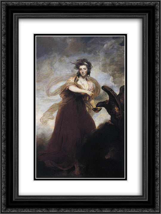 Mrs. Musters as 'Hebe' 18x24 Black Ornate Wood Framed Art Print Poster with Double Matting by Reynolds, Joshua