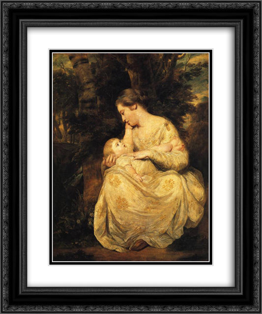 Mrs. Susanna Hoare and Child 20x24 Black Ornate Wood Framed Art Print Poster with Double Matting by Reynolds, Joshua