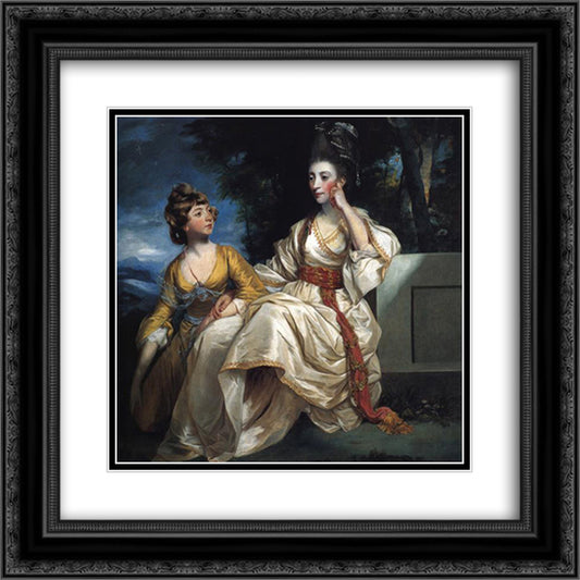 Mrs. Thrale and her Daughter Hester (Queeney) 20x20 Black Ornate Wood Framed Art Print Poster with Double Matting by Reynolds, Joshua