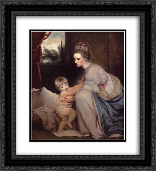 Mrs. William Beresford and her Son John, later Lord Decies 20x22 Black Ornate Wood Framed Art Print Poster with Double Matting by Reynolds, Joshua