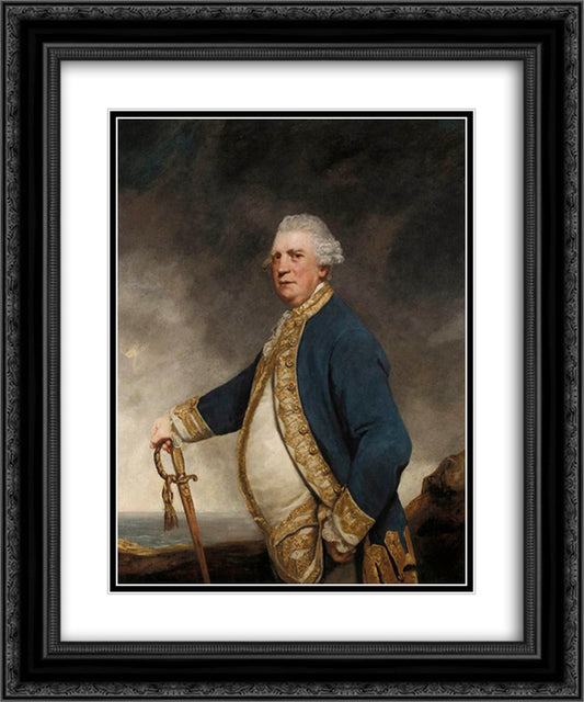 Portrait of Admiral Augustus Keppel 20x24 Black Ornate Wood Framed Art Print Poster with Double Matting by Reynolds, Joshua